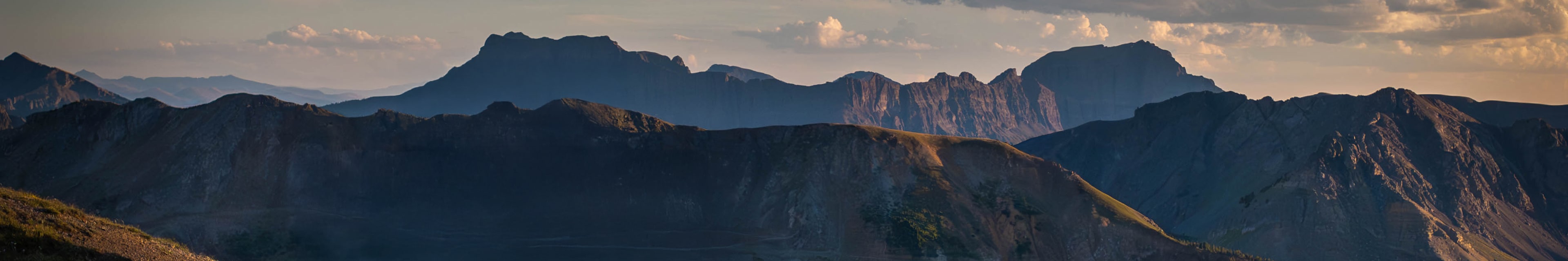 A panoramic sunset shot of a mountain range
