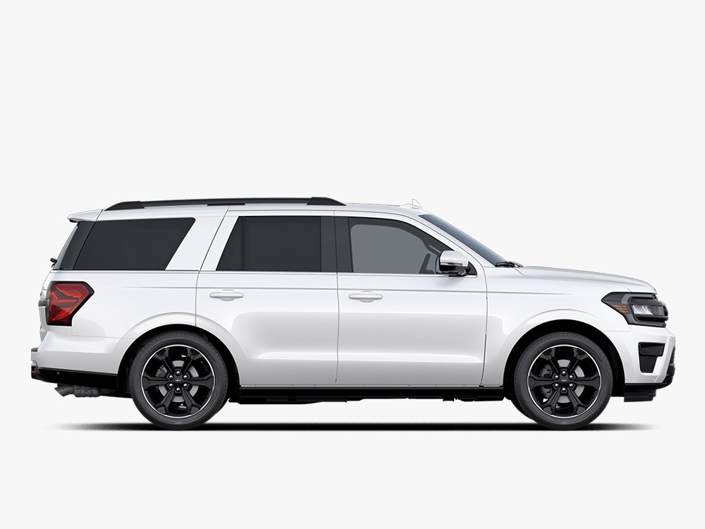 Side view of a white 2024 Ford Expedition SUV.