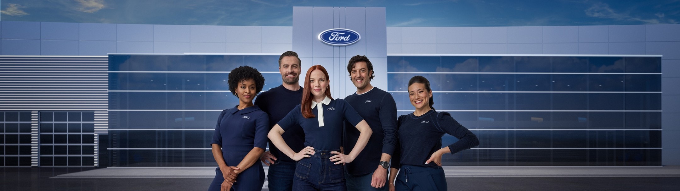 A Ford dealership with the Ford crew