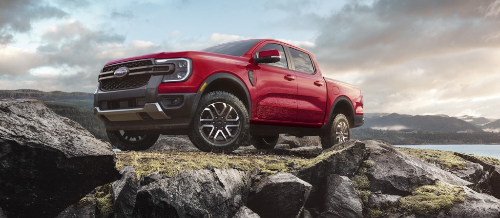 A 2025 Ford Ranger® parked on a rocky hill